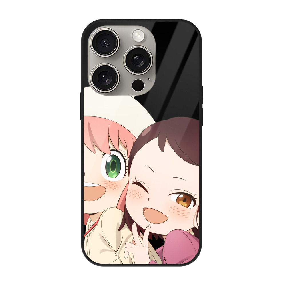 （画像用） SPY×FAMILY间谍家家酒 【iPhone15Pro対応】スマホケース 耐衝撃＆黄変防止 背面ガラス