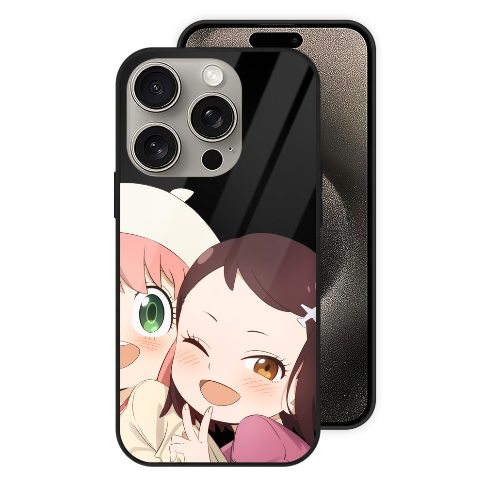 （画像用） SPY×FAMILY间谍家家酒 【iPhone15Pro対応】スマホケース 耐衝撃＆黄変防止 背面ガラス
