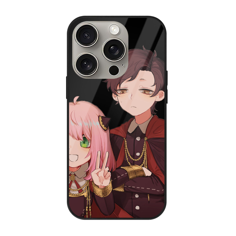 （画像用） SPY×FAMILY间谍家家酒 【iPhone15Pro対応】スマホケース 耐衝撃＆黄変防止 背面ガラス
