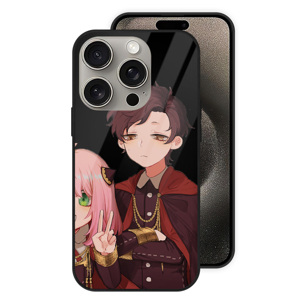 （画像用） SPY×FAMILY间谍家家酒 【iPhone15Pro対応】スマホケース 耐衝撃＆黄変防止 背面ガラス