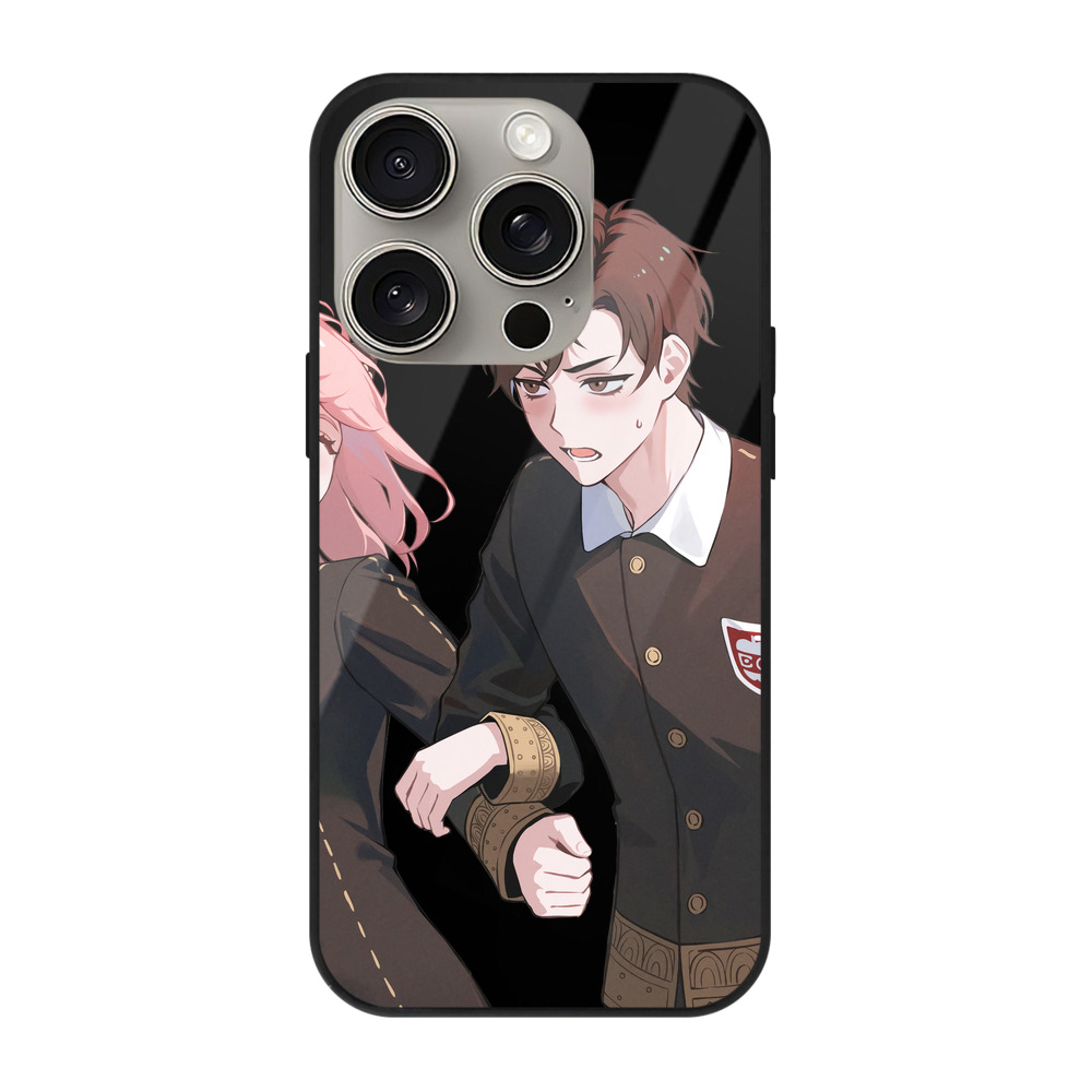（画像用） SPY×FAMILY间谍家家酒 【iPhone15Pro対応】スマホケース 耐衝撃＆黄変防止 背面ガラス