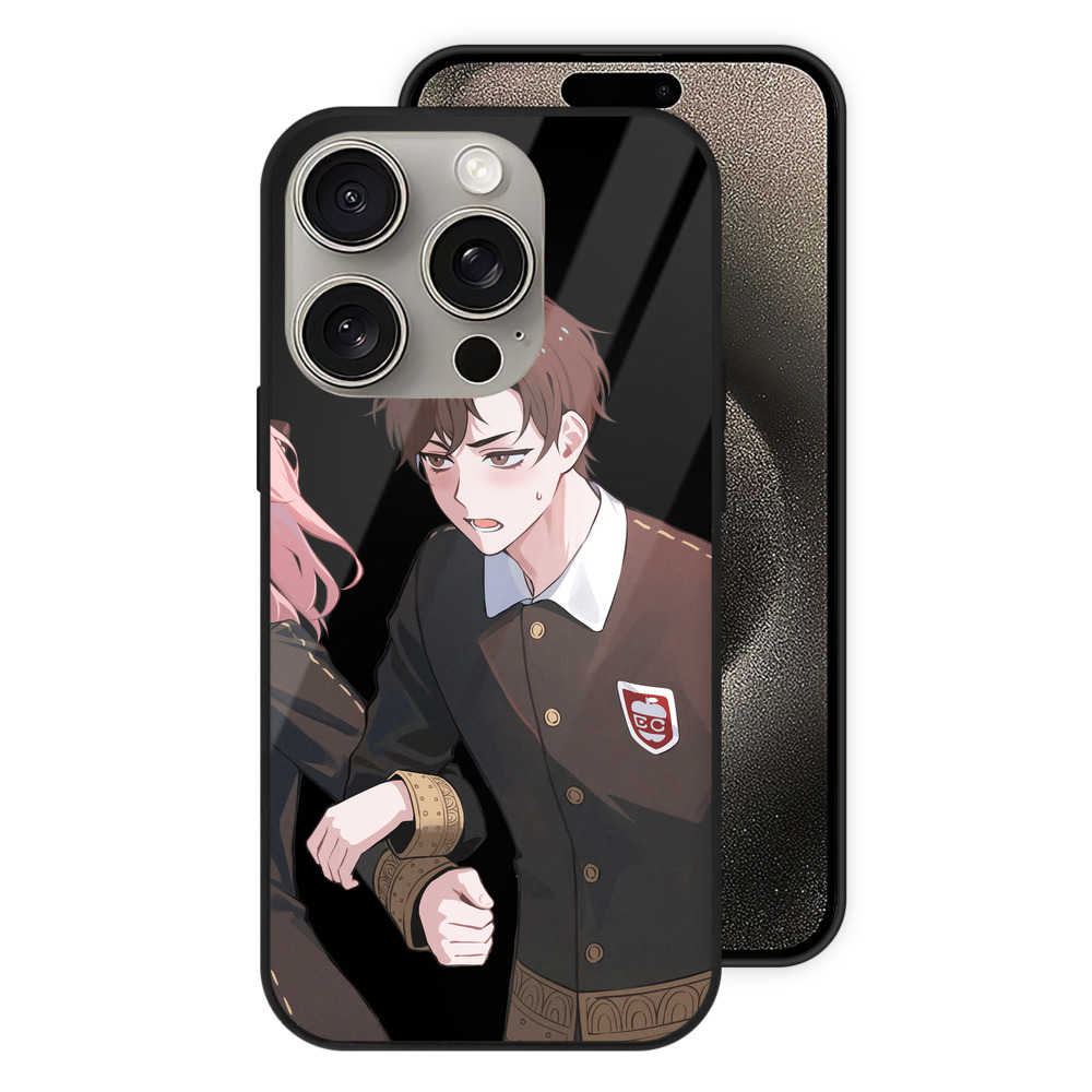 （画像用） SPY×FAMILY间谍家家酒 【iPhone15Pro対応】スマホケース 耐衝撃＆黄変防止 背面ガラス