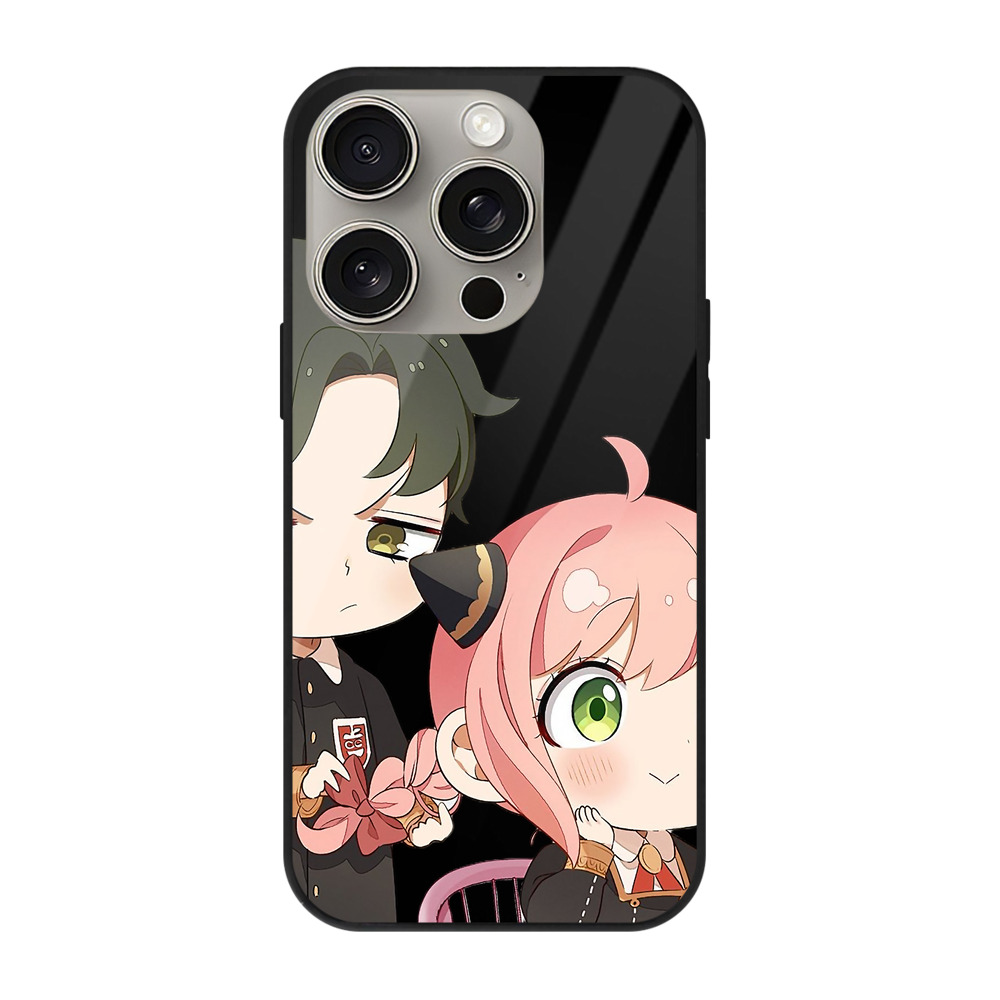 （画像用） SPY×FAMILY间谍家家酒 【iPhone15Pro対応】スマホケース 耐衝撃＆黄変防止 背面ガラス