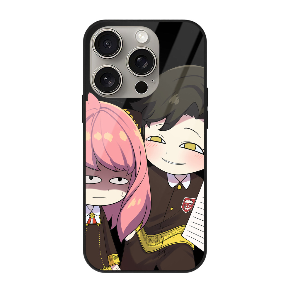 （画像用） SPY×FAMILY间谍家家酒 【iPhone15Pro対応】スマホケース 耐衝撃＆黄変防止 背面ガラス