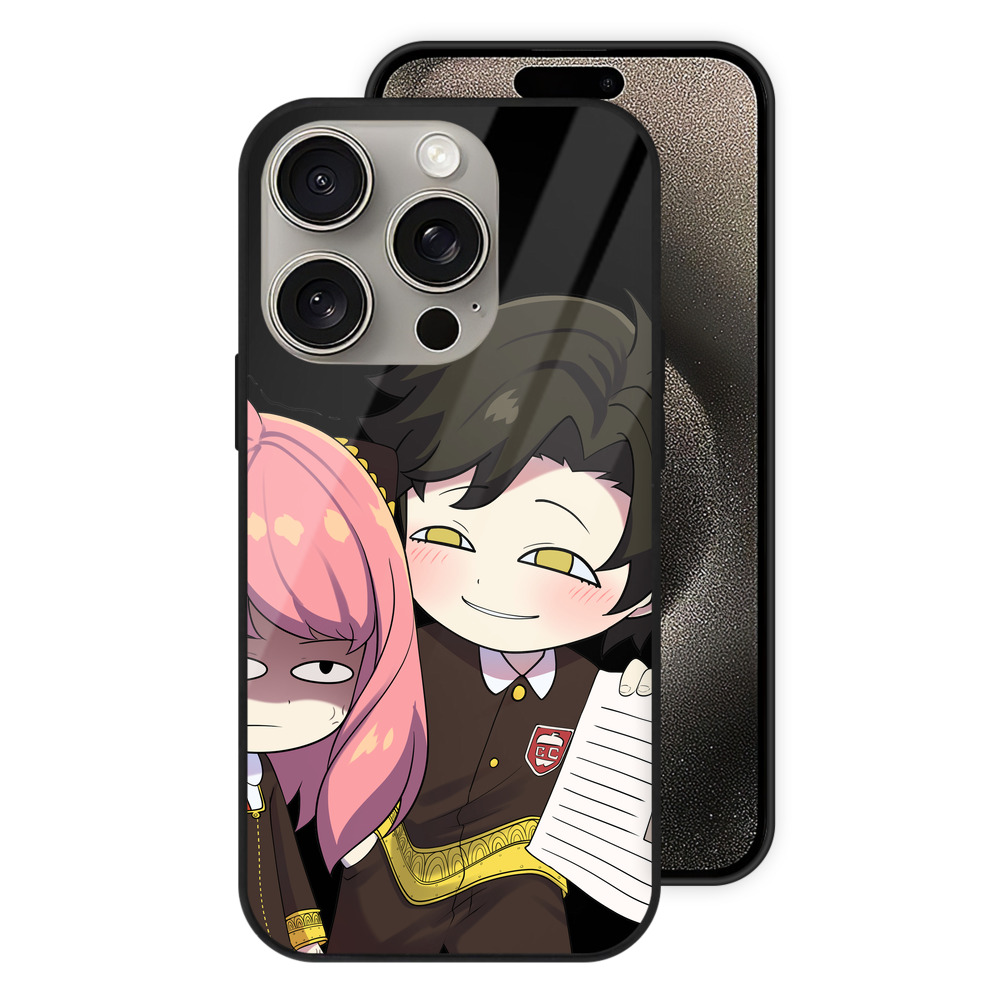 （画像用） SPY×FAMILY间谍家家酒 【iPhone15Pro対応】スマホケース 耐衝撃＆黄変防止 背面ガラス