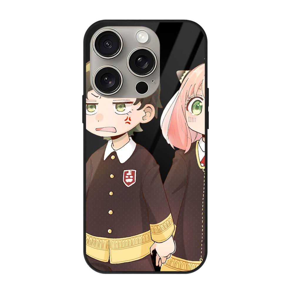 （画像用） SPY×FAMILY间谍家家酒 【iPhone15Pro対応】スマホケース 耐衝撃＆黄変防止 背面ガラス