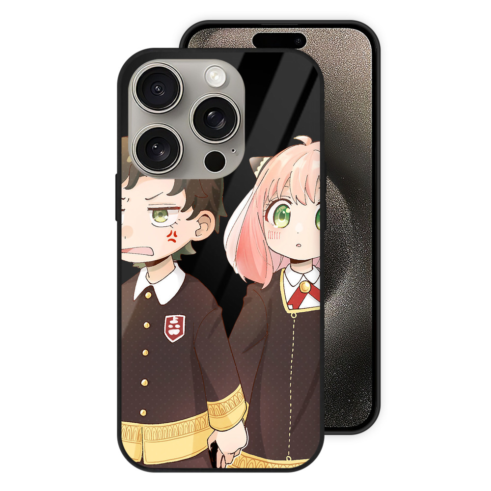 （画像用） SPY×FAMILY间谍家家酒 【iPhone15Pro対応】スマホケース 耐衝撃＆黄変防止 背面ガラス