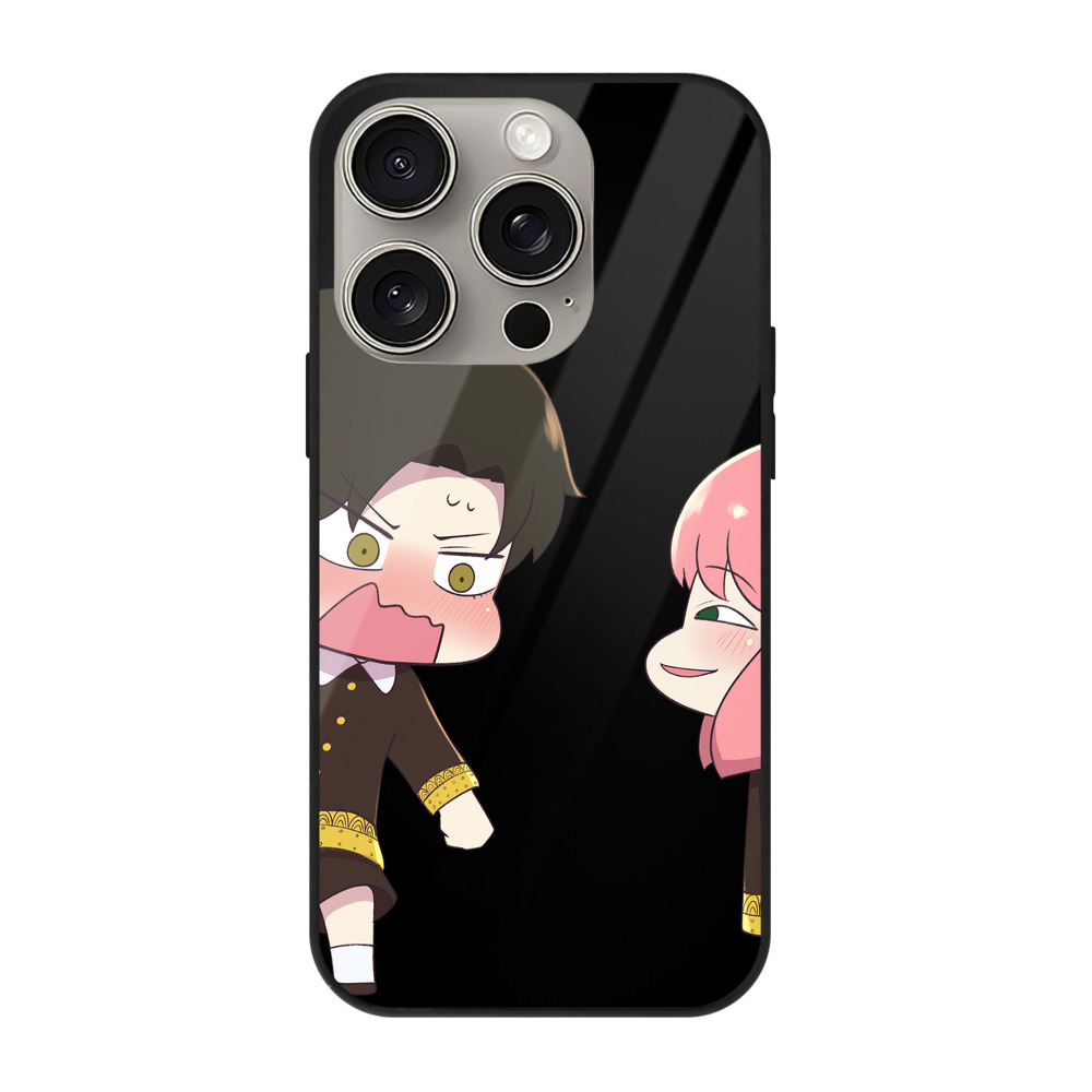 （画像用） SPY×FAMILY间谍家家酒 【iPhone15Pro対応】スマホケース 耐衝撃＆黄変防止 背面ガラス
