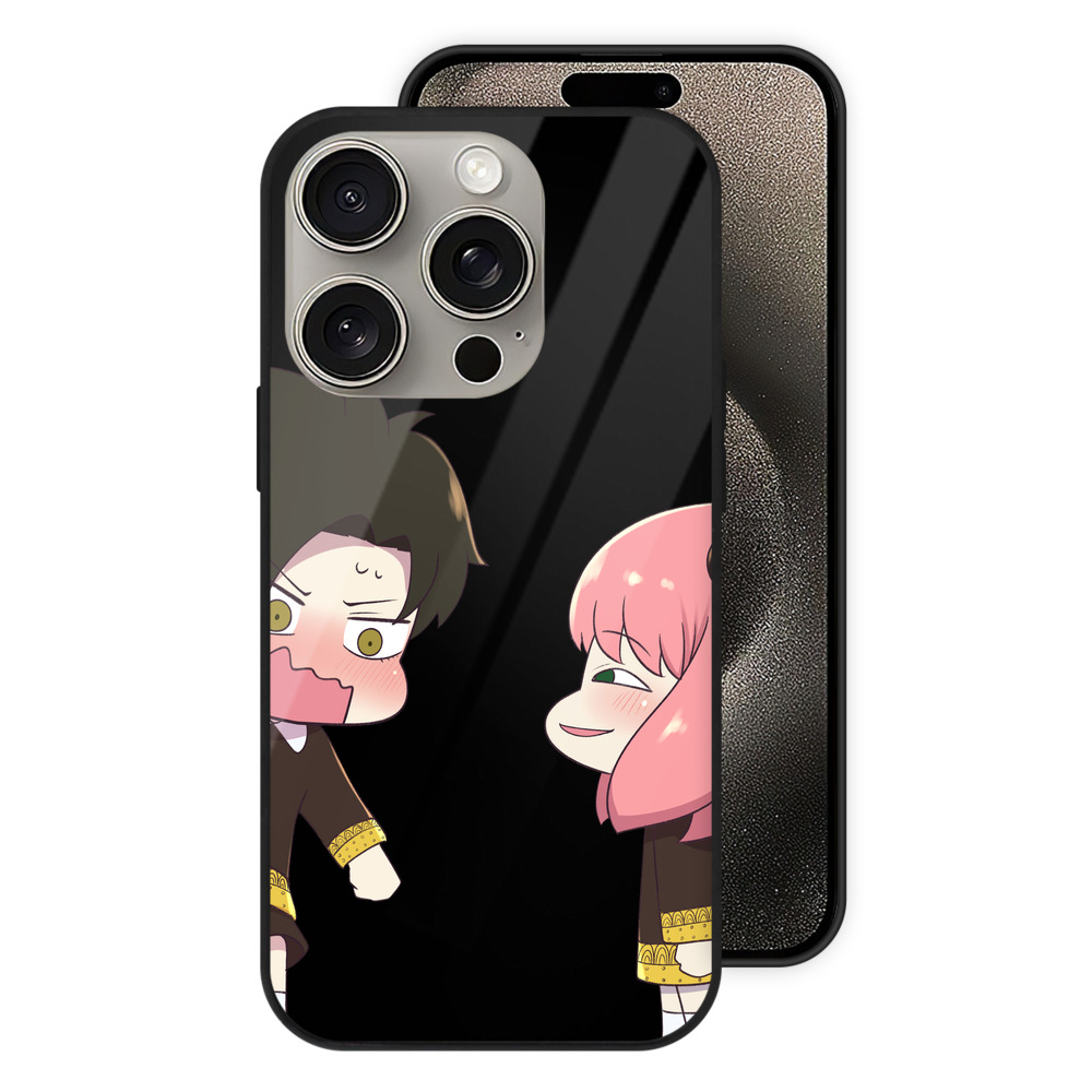 （画像用） SPY×FAMILY间谍家家酒 【iPhone15Pro対応】スマホケース 耐衝撃＆黄変防止 背面ガラス