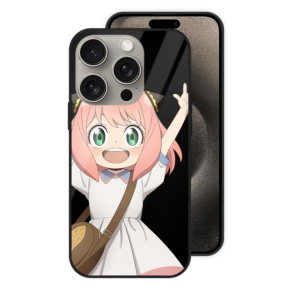 （画像用） SPY×FAMILY间谍家家酒 【iPhone15Pro対応】スマホケース 耐衝撃＆黄変防止 背面ガラス