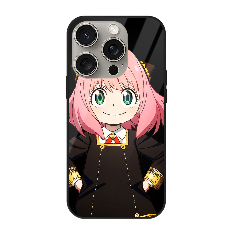 （画像用） SPY×FAMILY间谍家家酒 【iPhone15Pro対応】スマホケース 耐衝撃＆黄変防止 背面ガラス