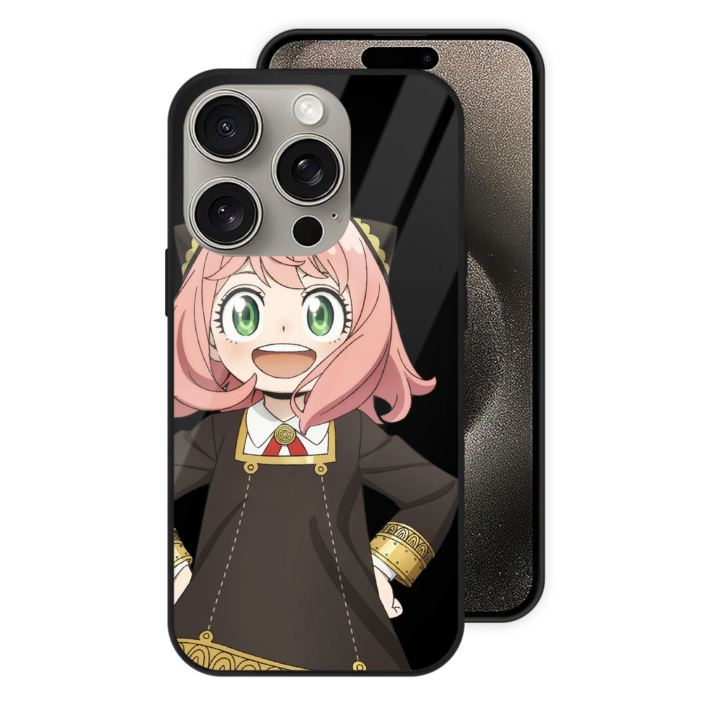 （画像用） SPY×FAMILY间谍家家酒 【iPhone15Pro対応】スマホケース 耐衝撃＆黄変防止 背面ガラス
