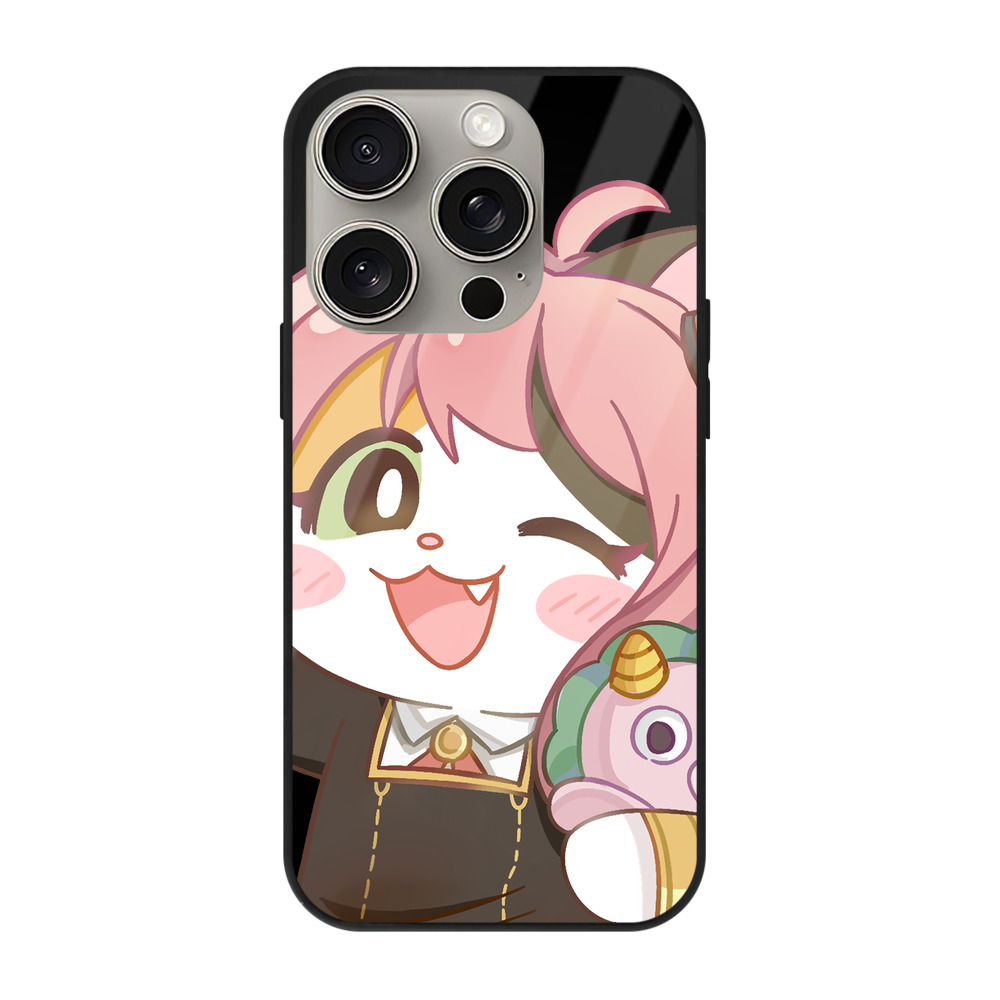 （画像用） SPY×FAMILY间谍家家酒 【iPhone15Pro対応】スマホケース 耐衝撃＆黄変防止 背面ガラス