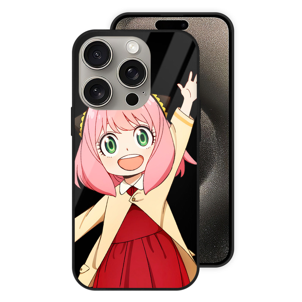 （画像用） SPY×FAMILY间谍家家酒 【iPhone15Pro対応】スマホケース 耐衝撃＆黄変防止 背面ガラス