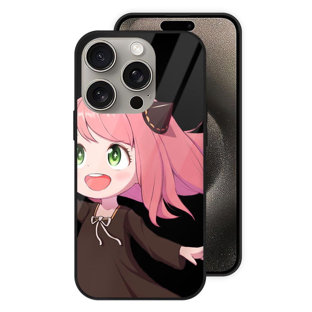 （画像用） SPY×FAMILY间谍家家酒 【iPhone15Pro対応】スマホケース 耐衝撃＆黄変防止 背面ガラス