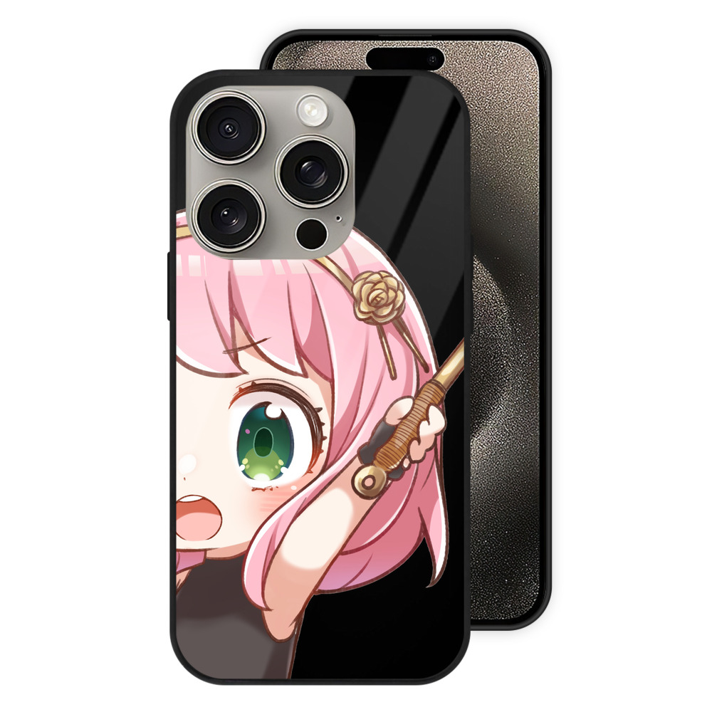 （画像用） SPY×FAMILY间谍家家酒 【iPhone15Pro対応】スマホケース 耐衝撃＆黄変防止 背面ガラス
