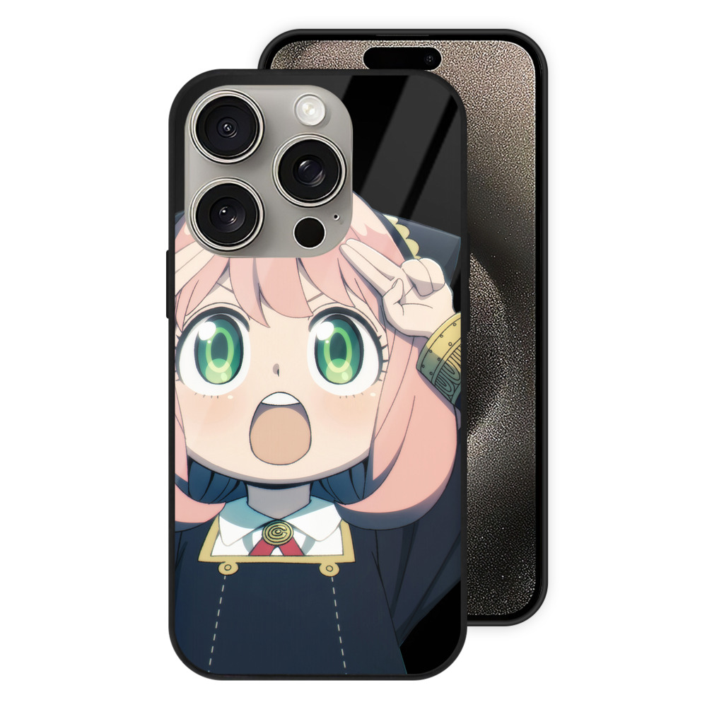 （画像用） SPY×FAMILY间谍家家酒 【iPhone15Pro対応】スマホケース 耐衝撃＆黄変防止 背面ガラス