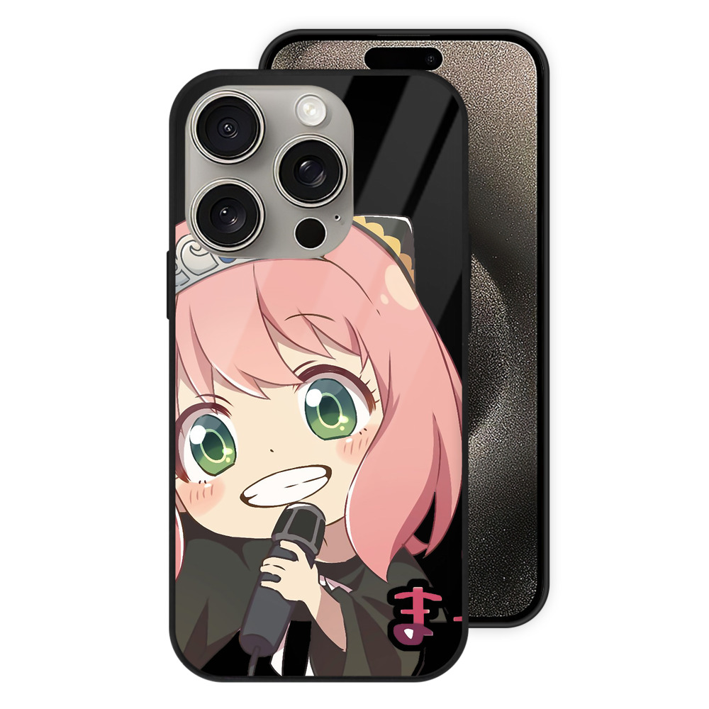 （画像用） SPY×FAMILY间谍家家酒 【iPhone15Pro対応】スマホケース 耐衝撃＆黄変防止 背面ガラス