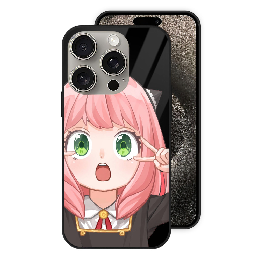 （画像用） SPY×FAMILY间谍家家酒 【iPhone15Pro対応】スマホケース 耐衝撃＆黄変防止 背面ガラス