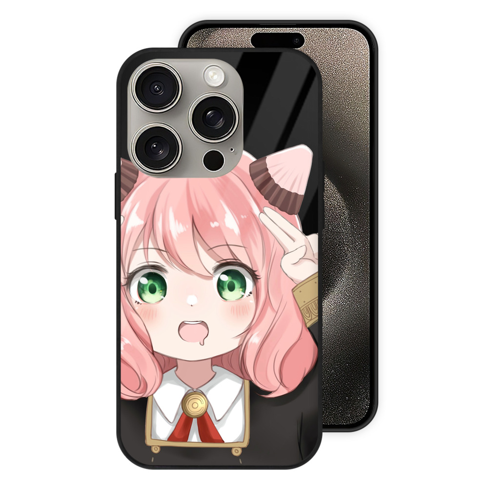 （画像用） SPY×FAMILY间谍家家酒 【iPhone15Pro対応】スマホケース 耐衝撃＆黄変防止 背面ガラス