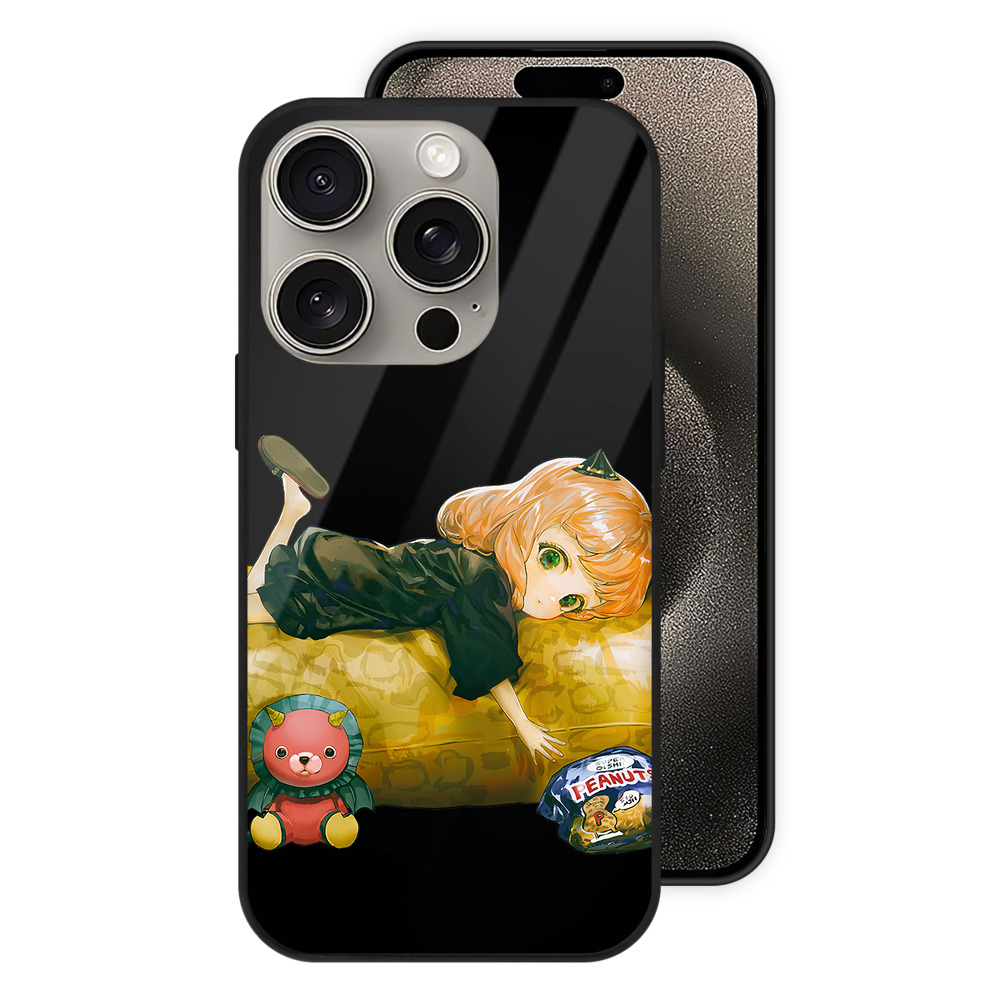 （画像用） SPY×FAMILY间谍家家酒 【iPhone15Pro対応】スマホケース 耐衝撃＆黄変防止 背面ガラス