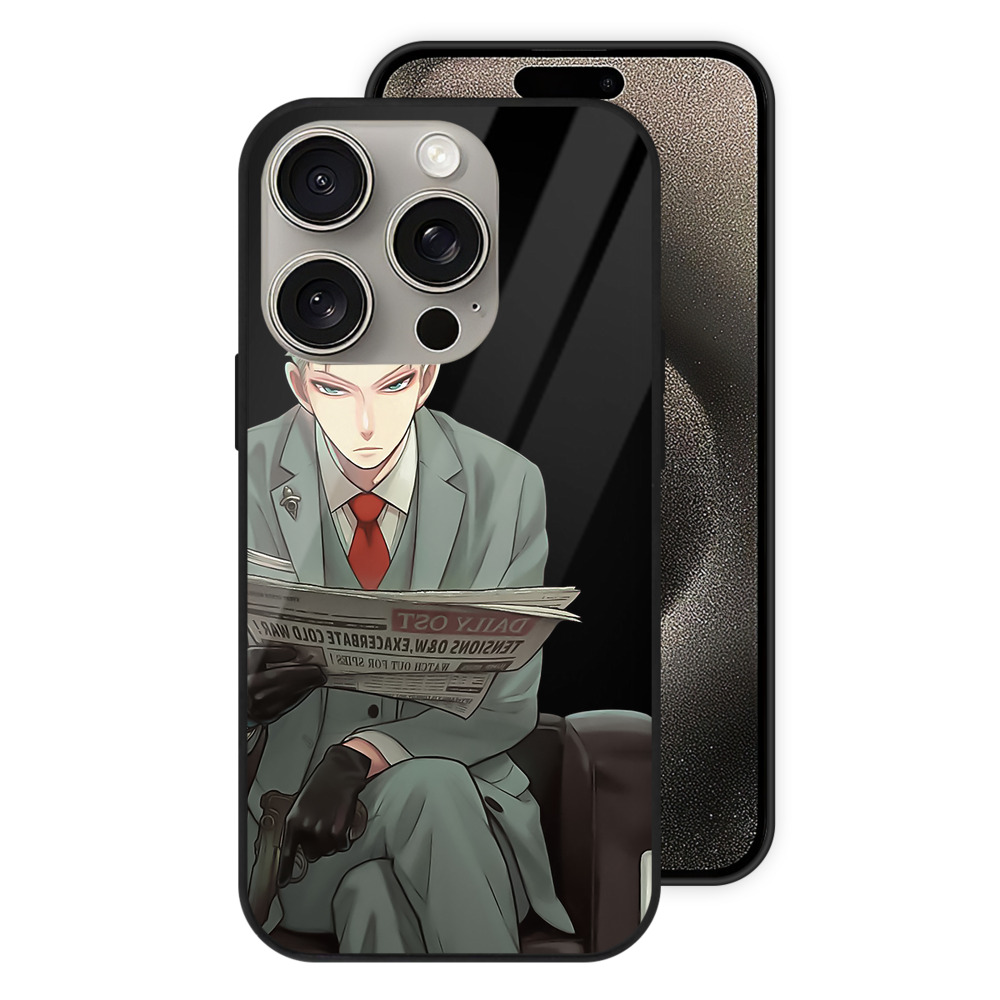 （画像用） SPY×FAMILY间谍家家酒 【iPhone15Pro対応】スマホケース 耐衝撃＆黄変防止 背面ガラス