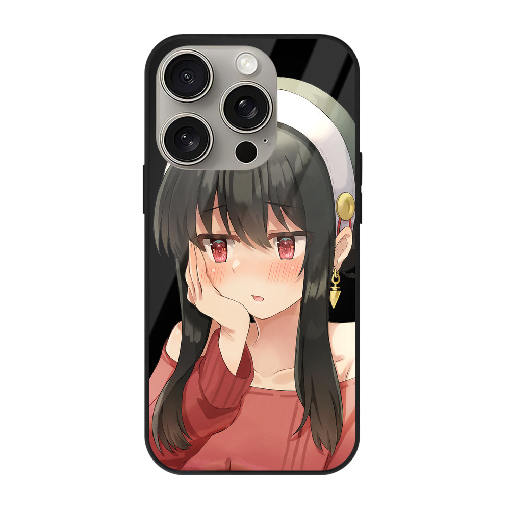 （画像用） SPY×FAMILY间谍家家酒 【iPhone15Pro対応】スマホケース 耐衝撃＆黄変防止 背面ガラス