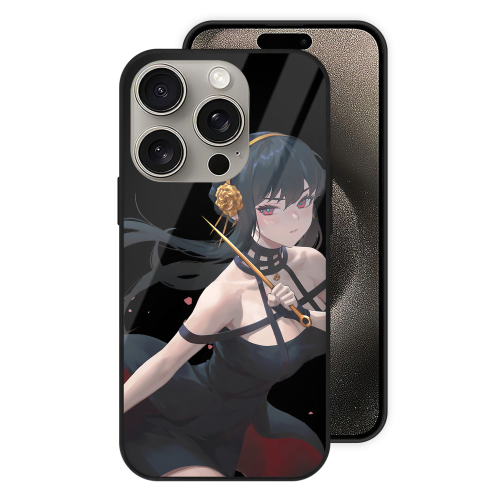 （画像用） SPY×FAMILY间谍家家酒 【iPhone15Pro対応】スマホケース 耐衝撃＆黄変防止 背面ガラス