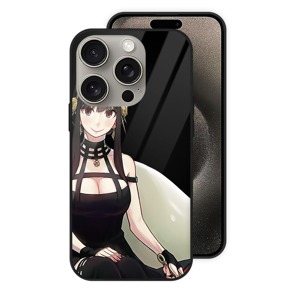 （画像用） SPY×FAMILY间谍家家酒 【iPhone15Pro対応】スマホケース 耐衝撃＆黄変防止 背面ガラス