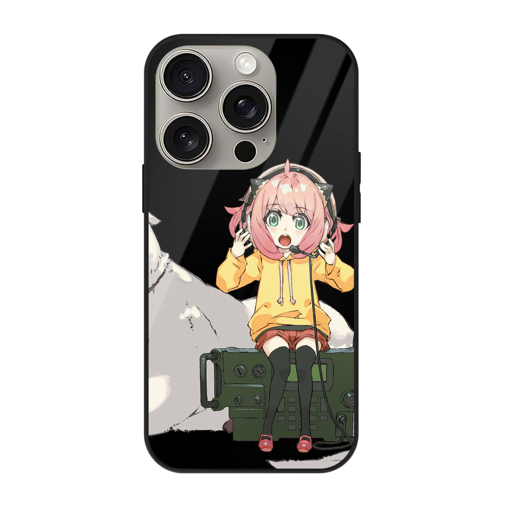 （画像用） SPY×FAMILY间谍家家酒 【iPhone15Pro対応】スマホケース 耐衝撃＆黄変防止 背面ガラス