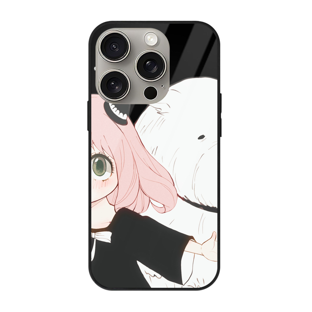 （画像用） SPY×FAMILY间谍家家酒 【iPhone15Pro対応】スマホケース 耐衝撃＆黄変防止 背面ガラス