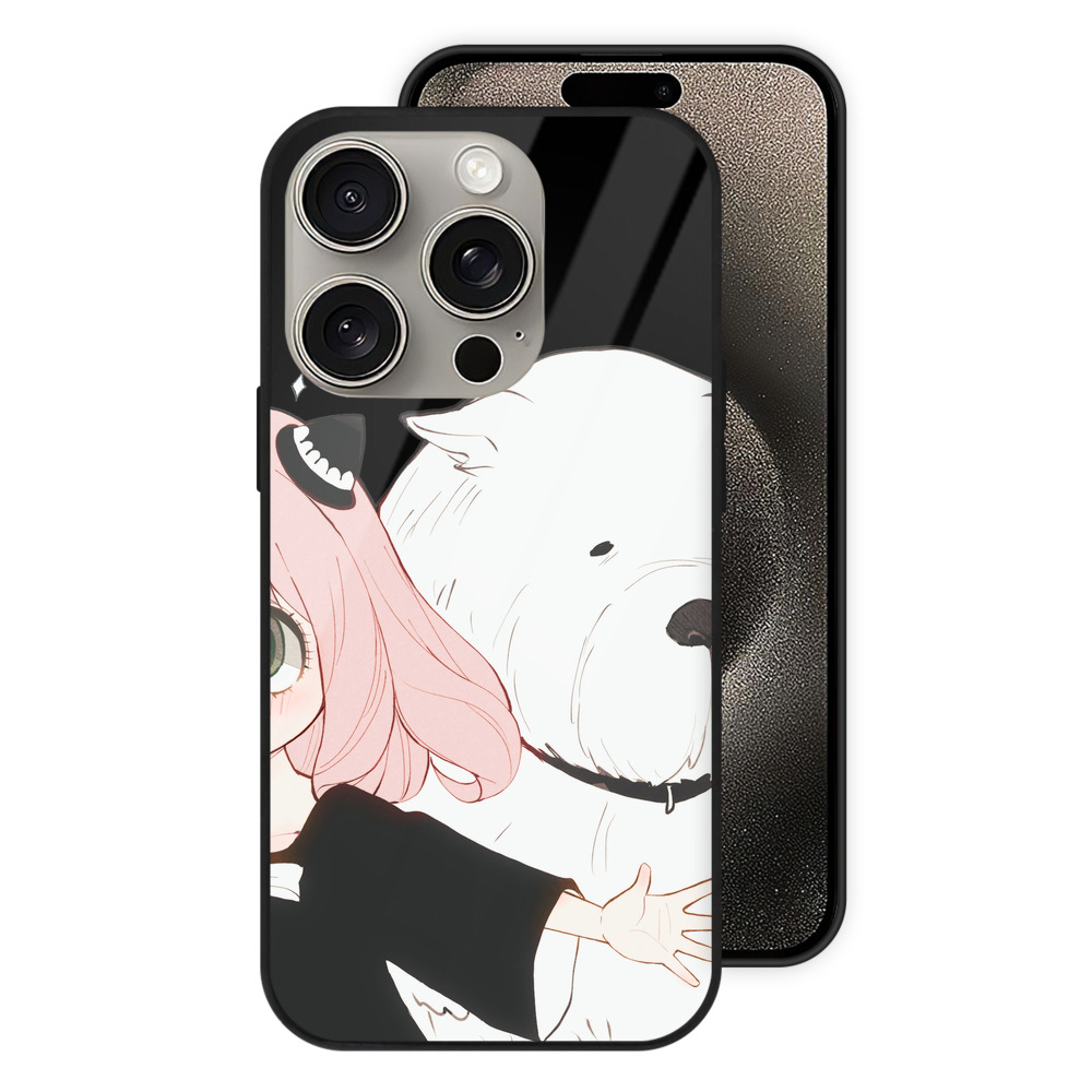 （画像用） SPY×FAMILY间谍家家酒 【iPhone15Pro対応】スマホケース 耐衝撃＆黄変防止 背面ガラス