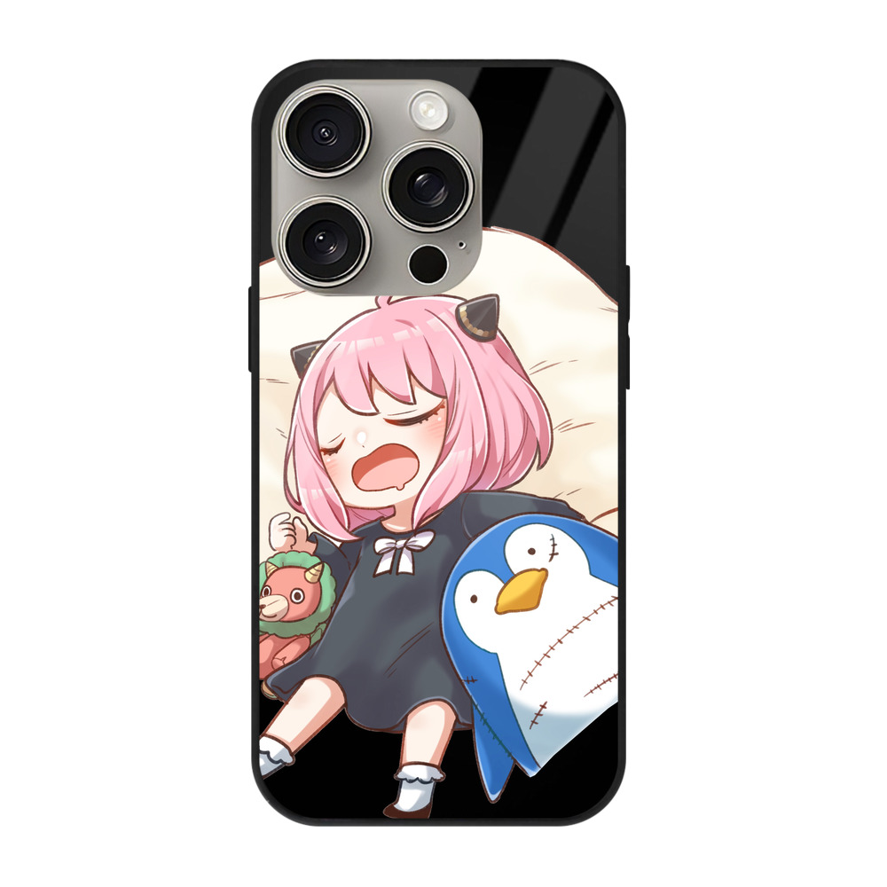 （画像用） SPY×FAMILY间谍家家酒 【iPhone15Pro対応】スマホケース 耐衝撃＆黄変防止 背面ガラス