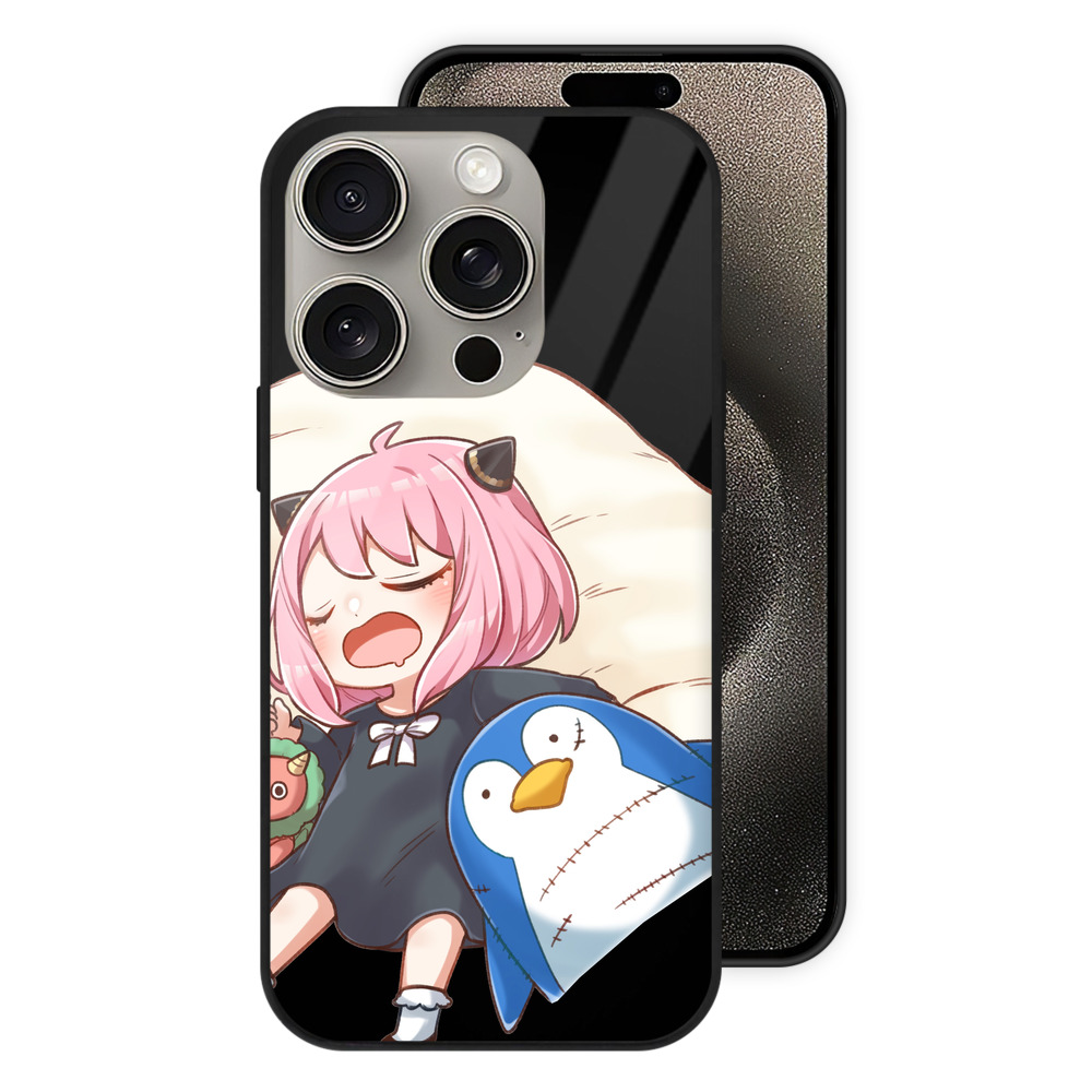 （画像用） SPY×FAMILY间谍家家酒 【iPhone15Pro対応】スマホケース 耐衝撃＆黄変防止 背面ガラス