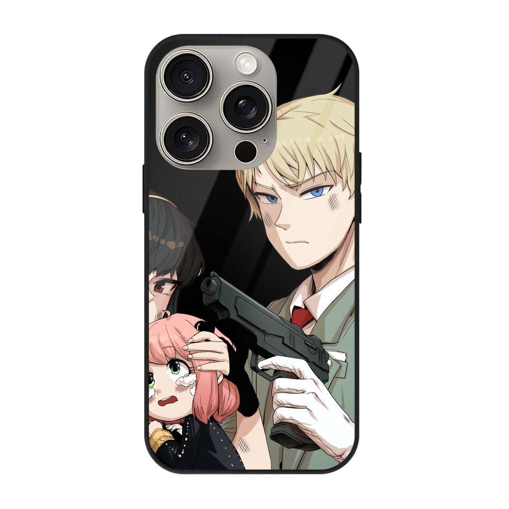 （画像用） SPY×FAMILY间谍家家酒 【iPhone15Pro対応】スマホケース 耐衝撃＆黄変防止 背面ガラス