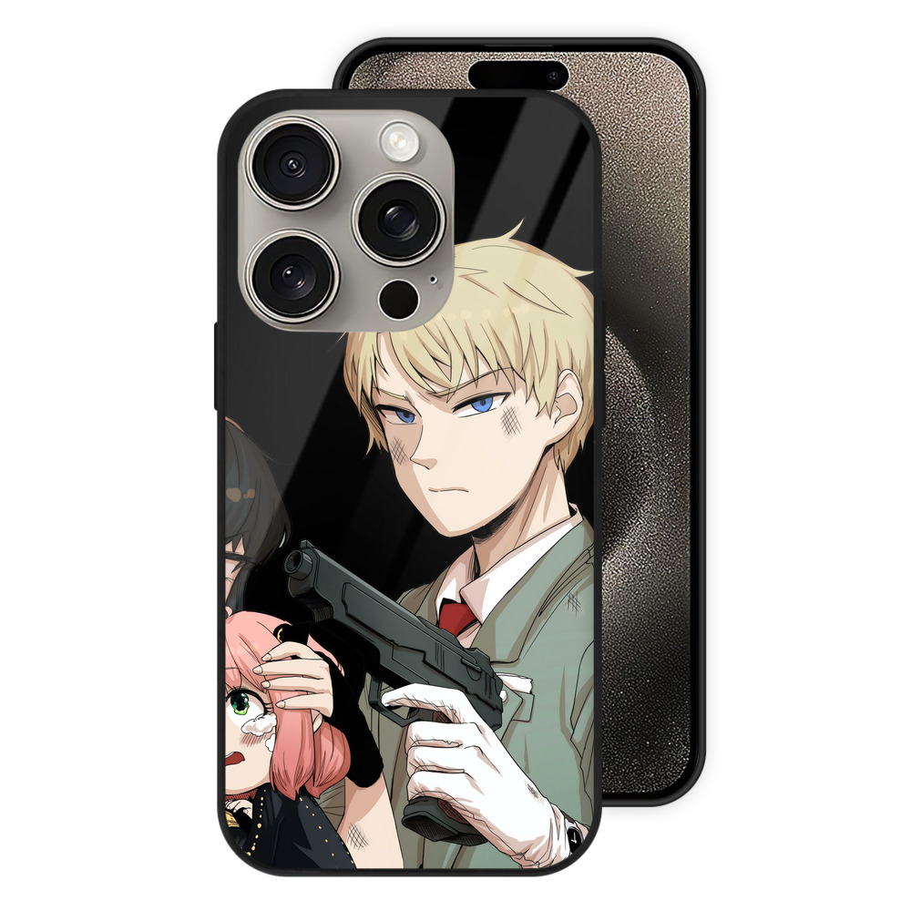 （画像用） SPY×FAMILY间谍家家酒 【iPhone15Pro対応】スマホケース 耐衝撃＆黄変防止 背面ガラス