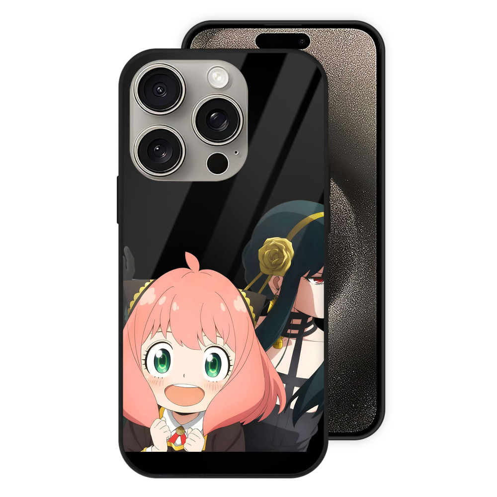 （画像用） SPY×FAMILY间谍家家酒 【iPhone15Pro対応】スマホケース 耐衝撃＆黄変防止 背面ガラス
