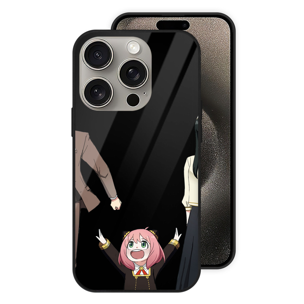 （画像用） SPY×FAMILY间谍家家酒 【iPhone15Pro対応】スマホケース 耐衝撃＆黄変防止 背面ガラス