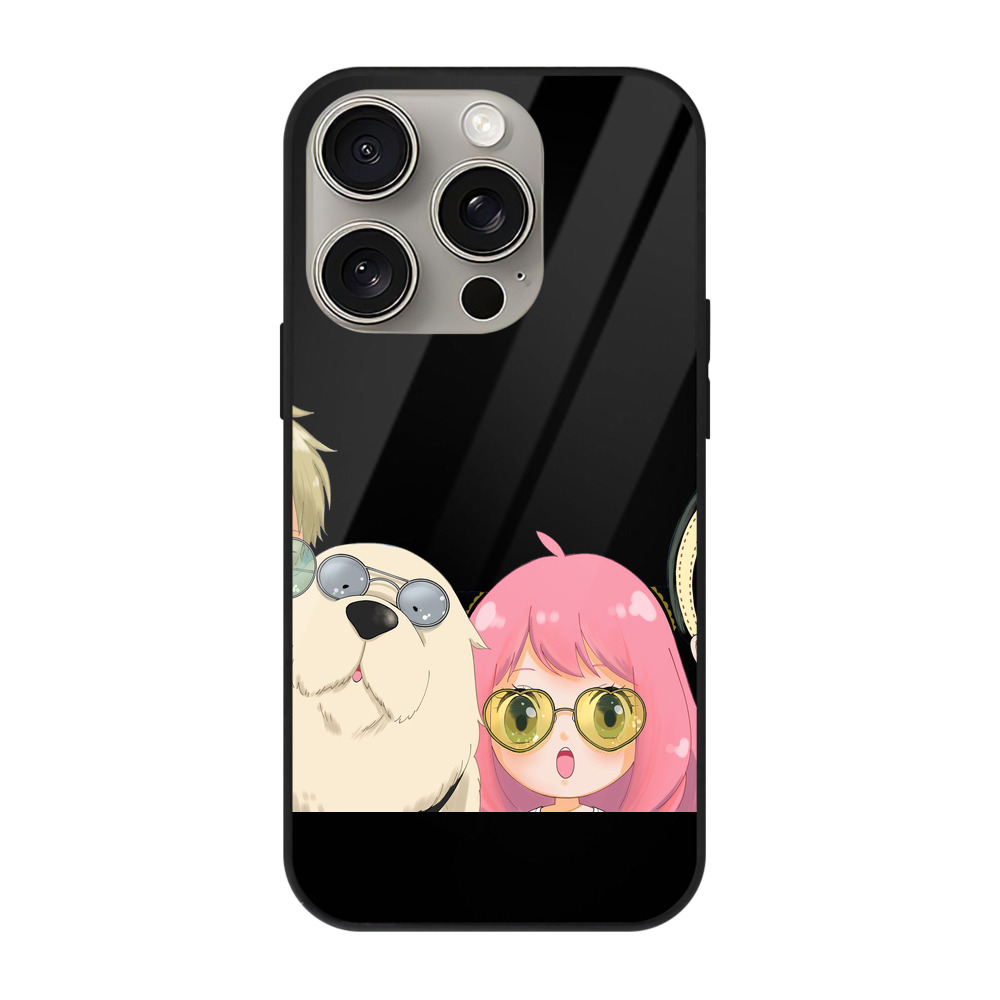 （画像用） SPY×FAMILY间谍家家酒 【iPhone15Pro対応】スマホケース 耐衝撃＆黄変防止 背面ガラス