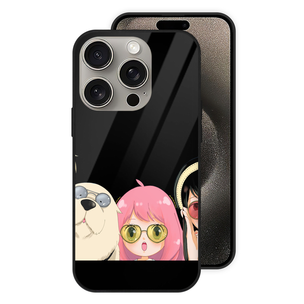 （画像用） SPY×FAMILY间谍家家酒 【iPhone15Pro対応】スマホケース 耐衝撃＆黄変防止 背面ガラス