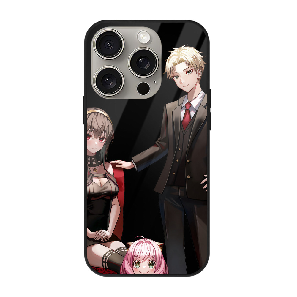 （画像用） SPY×FAMILY间谍家家酒 【iPhone15Pro対応】スマホケース 耐衝撃＆黄変防止 背面ガラス