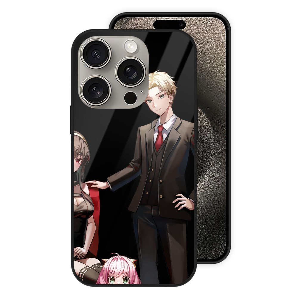 （画像用） SPY×FAMILY间谍家家酒 【iPhone15Pro対応】スマホケース 耐衝撃＆黄変防止 背面ガラス