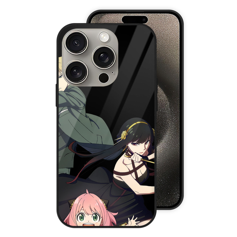 （画像用） SPY×FAMILY间谍家家酒 【iPhone15Pro対応】スマホケース 耐衝撃＆黄変防止 背面ガラス
