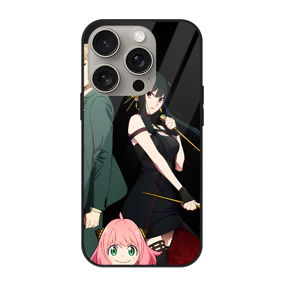 （画像用） SPY×FAMILY间谍家家酒 【iPhone15Pro対応】スマホケース 耐衝撃＆黄変防止 背面ガラス