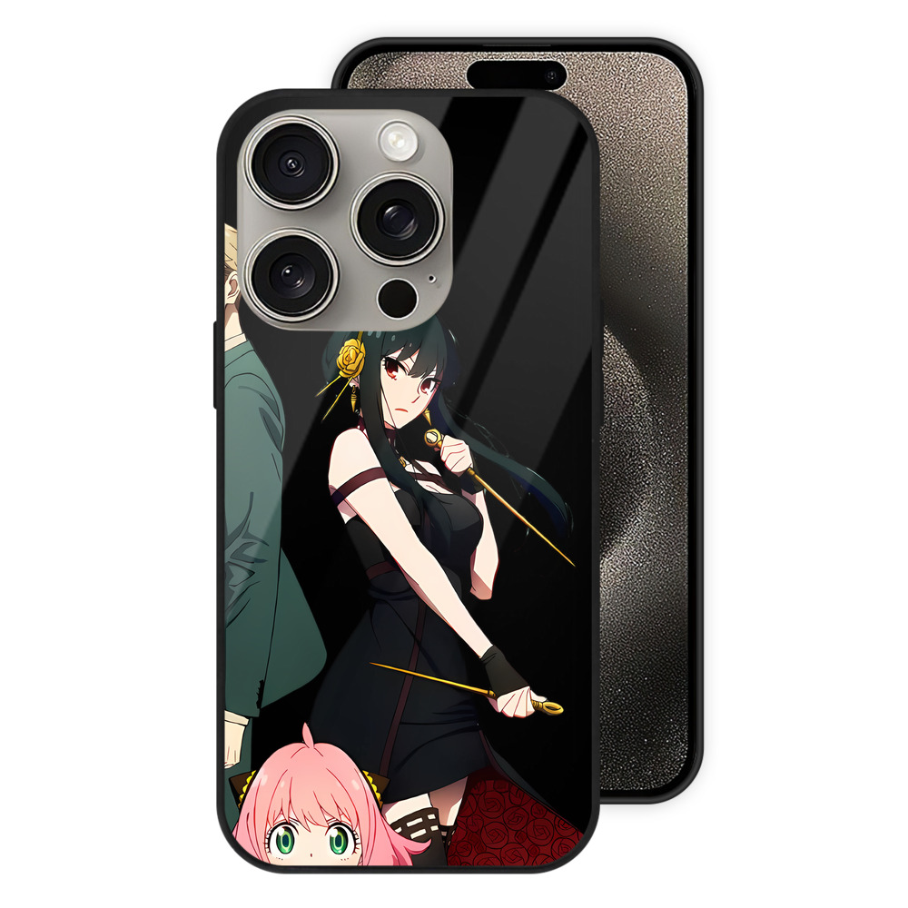 （画像用） SPY×FAMILY间谍家家酒 【iPhone15Pro対応】スマホケース 耐衝撃＆黄変防止 背面ガラス