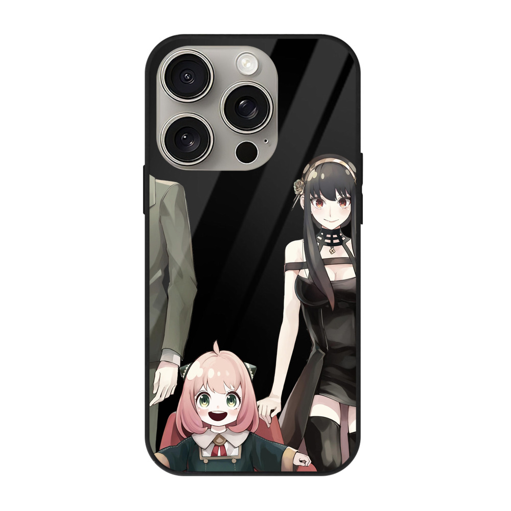 （画像用） SPY×FAMILY间谍家家酒 【iPhone15Pro対応】スマホケース 耐衝撃＆黄変防止 背面ガラス