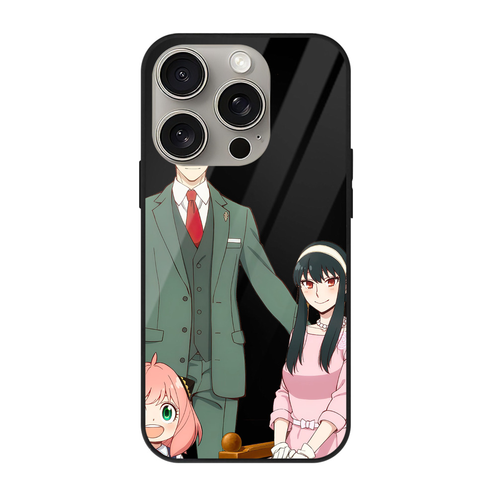 （画像用） SPY×FAMILY间谍家家酒 【iPhone15Pro対応】スマホケース 耐衝撃＆黄変防止 背面ガラス