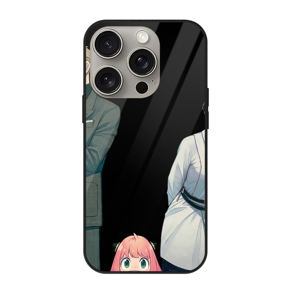 （画像用） SPY×FAMILY间谍家家酒 【iPhone15Pro対応】スマホケース 耐衝撃＆黄変防止 背面ガラス