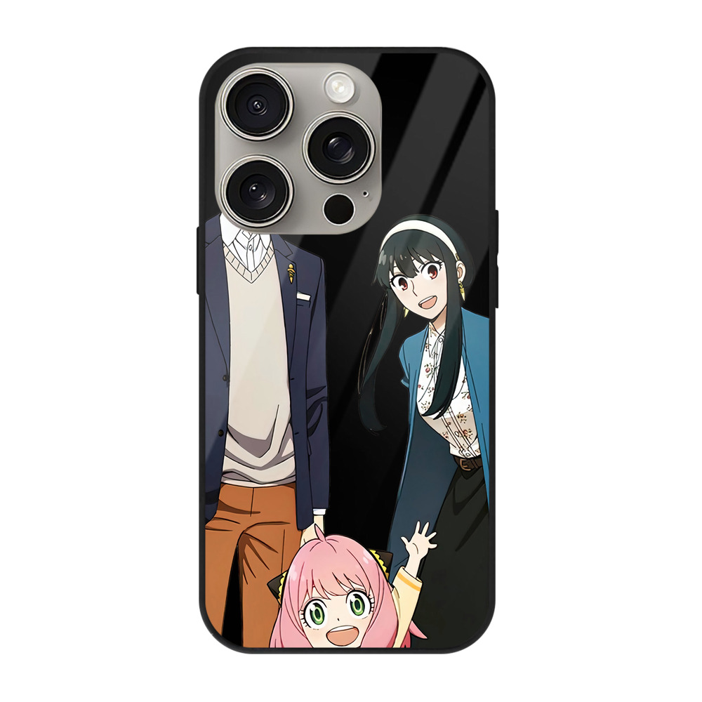 （画像用） SPY×FAMILY间谍家家酒 【iPhone15Pro対応】スマホケース 耐衝撃＆黄変防止 背面ガラス