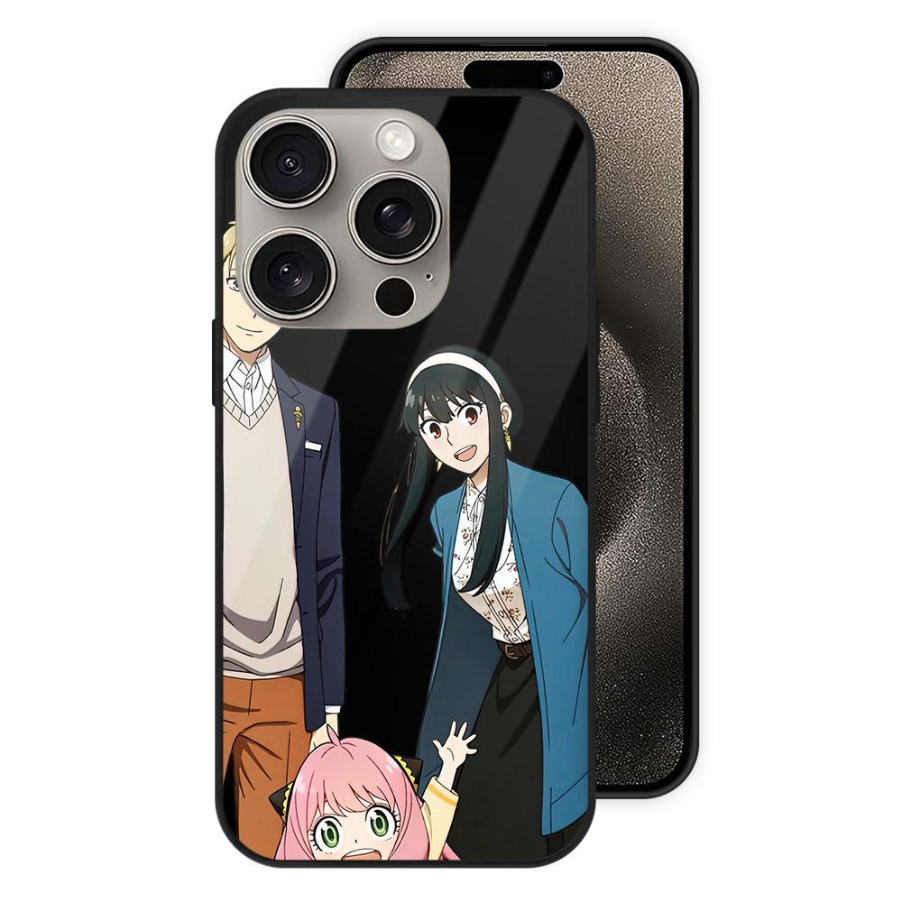 （画像用） SPY×FAMILY间谍家家酒 【iPhone15Pro対応】スマホケース 耐衝撃＆黄変防止 背面ガラス